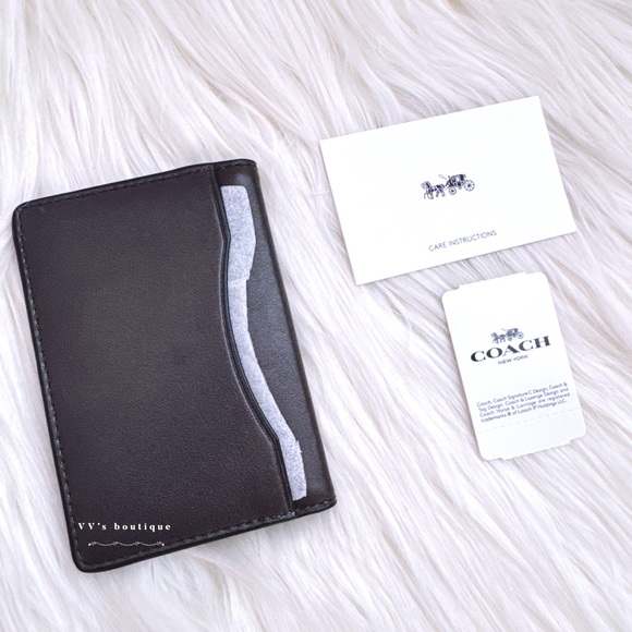 NWT Coach Card Wallet Bifold Sport Calf Smooth Leather Chestnut Dk Brown 22840 - Picture 2 of 4